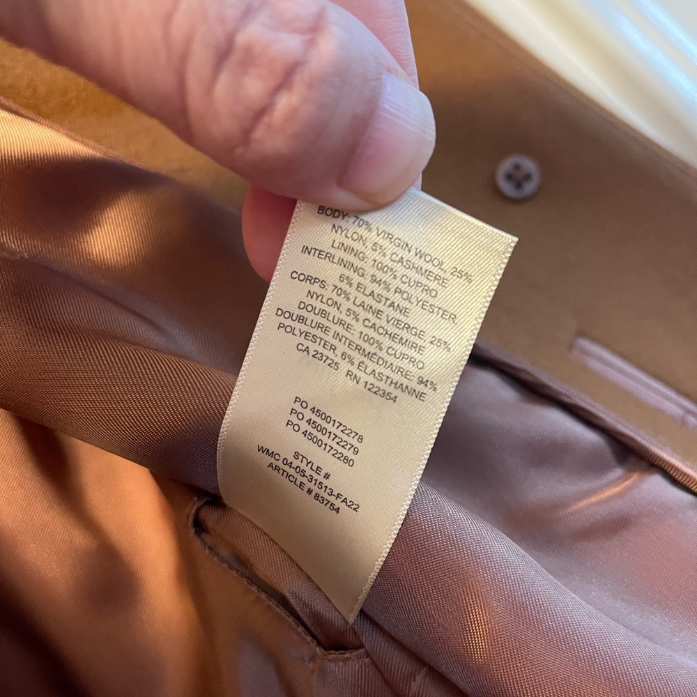 Aritzia Camel Wool-Blend Pea Coat - Picture 11 of 12